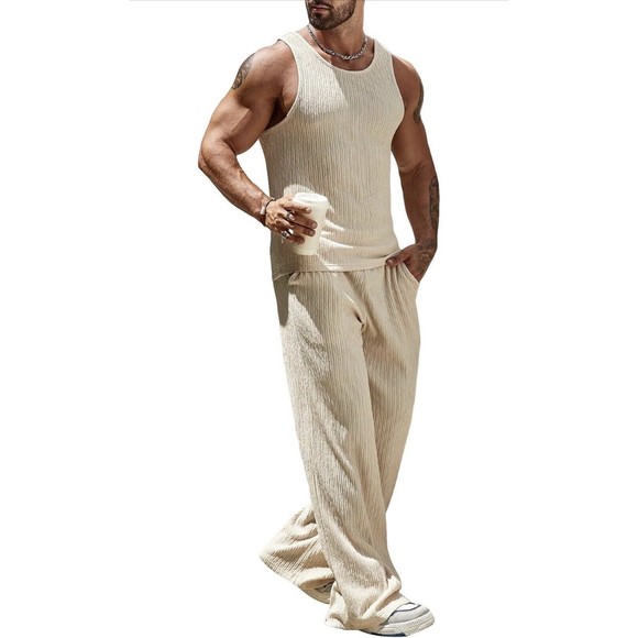Men's Tank and Pants Two-Piece Set Athleisure Suit Men’s Loungewear 2 Piece Set - Picture 1 of 6